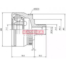 JUNGČIŲ KOMPLEKTAS, KARDANINIS VELENAS AUDI A4,VW PASSAT 96- +ABS