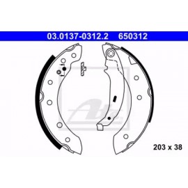Stabdžių trinkelių komplektas (203x38mm) Dacia Logan  04- (+ABS),  Citroen Saxo 96- ,Xsara 97- Peugeot 106 96- ,306 95-
