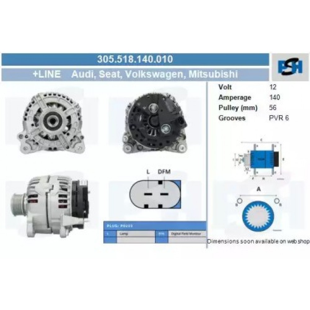 GENERATORIUS AUDI A3 1.6, 1.8 (TURBO) 1.6/1.8 TURBO 05/03-