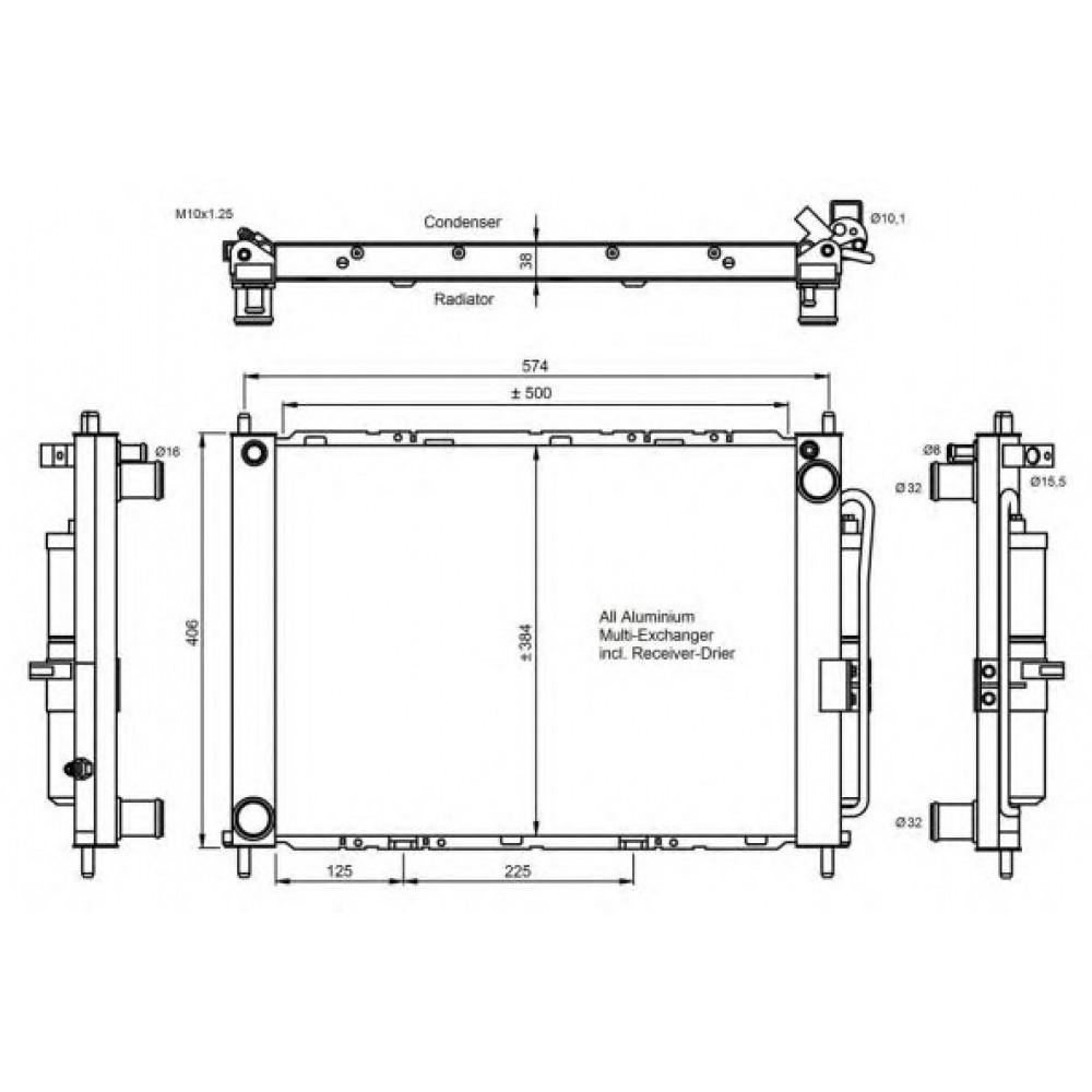 RADIATORIUS AC  NISSAN MICRA III; RENAULT CLIO, CLIO III, MODUS 1.2/1.2ALK/1.5D 01.03-